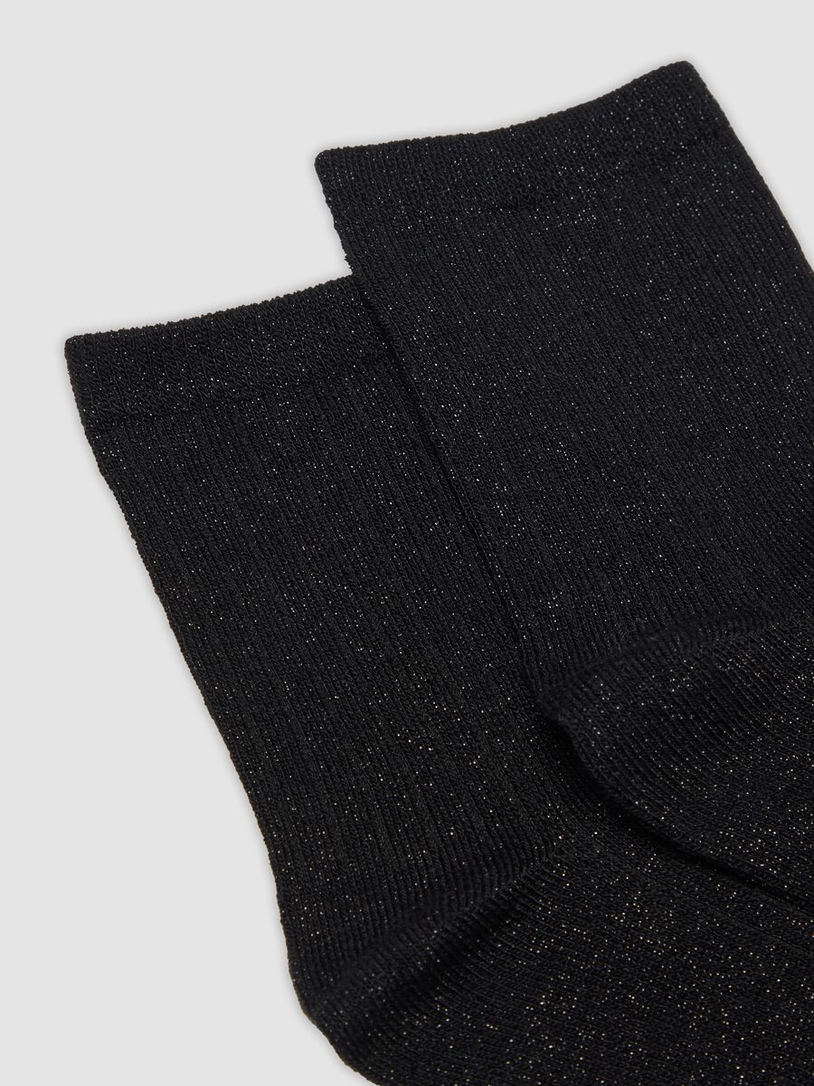 Schwarze Stretch-Socken mit Lurexgarn_1