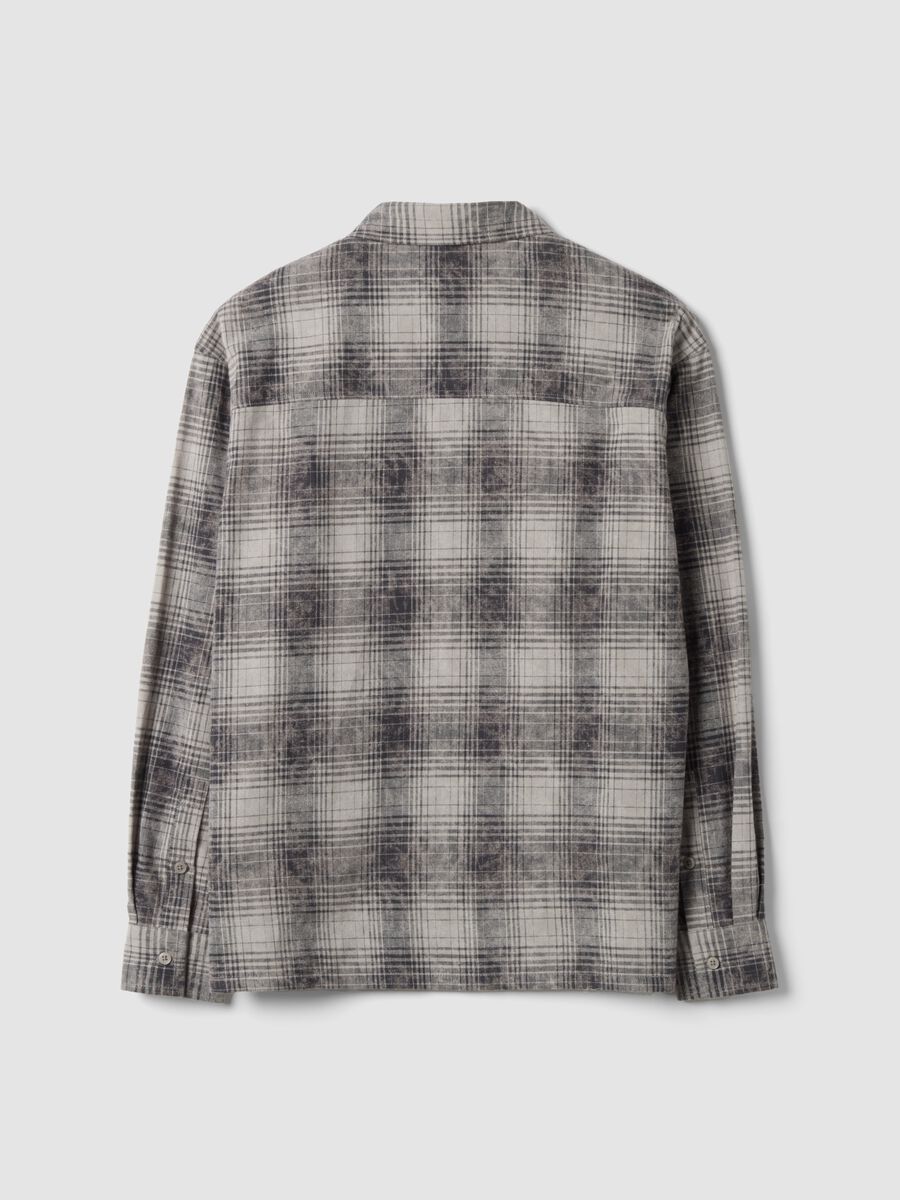 Camicia grigia a quadri in puro cotone_2