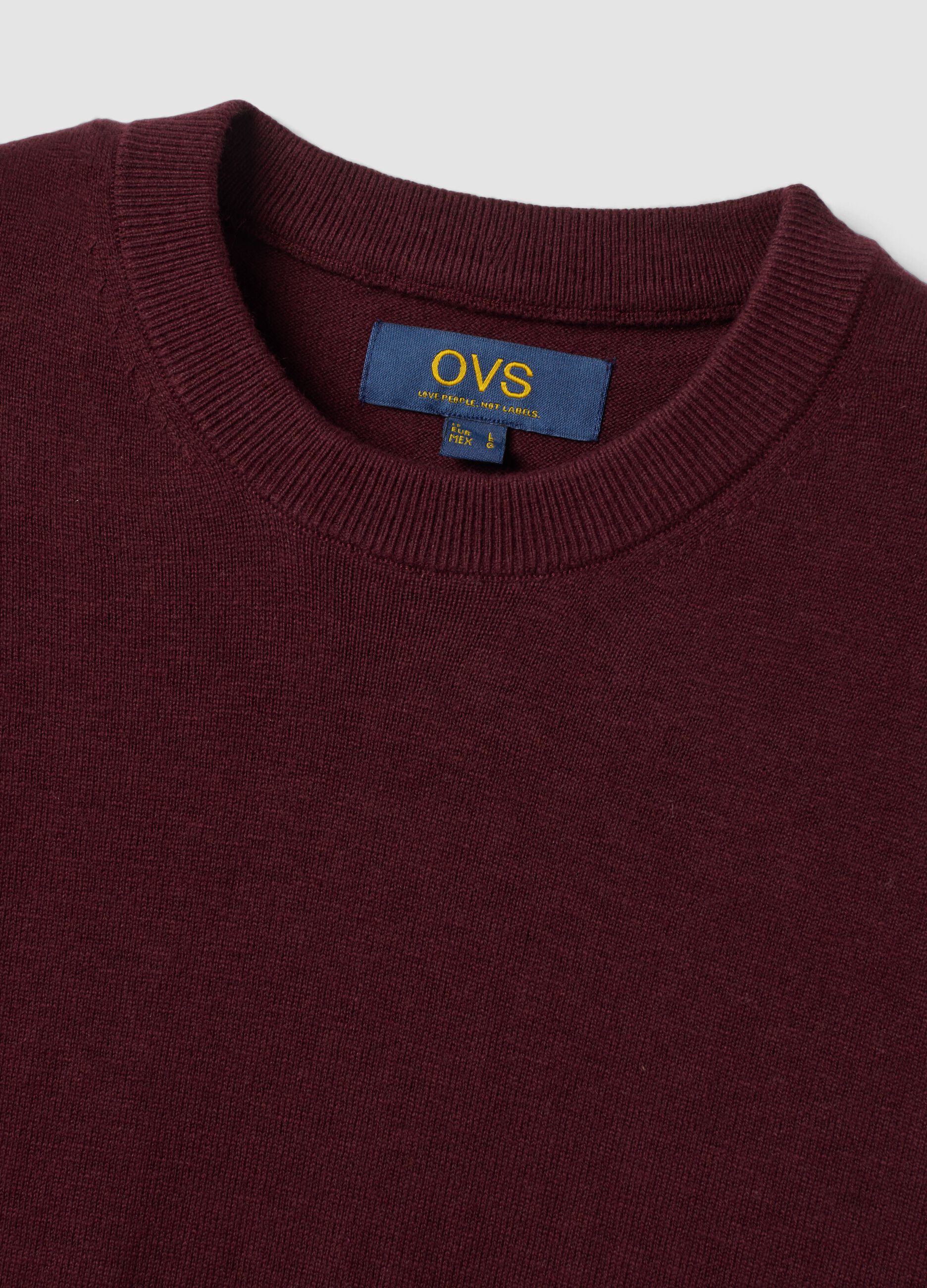 Maglia rossa in misto cotone e cashmere girocollo