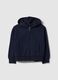 Girls' blue hooded zip sweatshirt in pure cotton regular fit_0