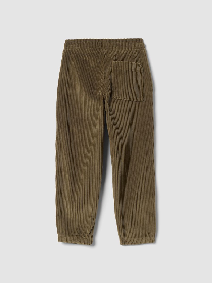 Green ribbed comfort-fit trousers_1