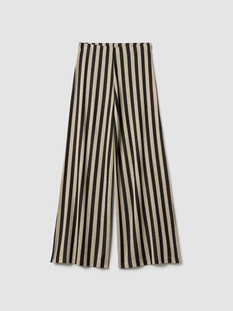 Multicolour striped regular fit viscose blend trousers_0