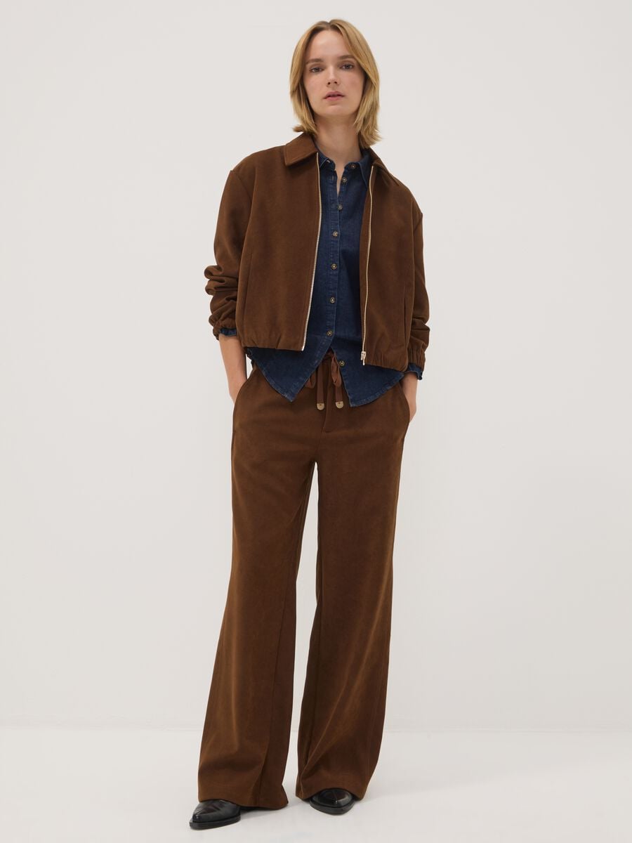 Brauner Stretch-Blazer mit Reissverschluss, Oversize-Fit_2