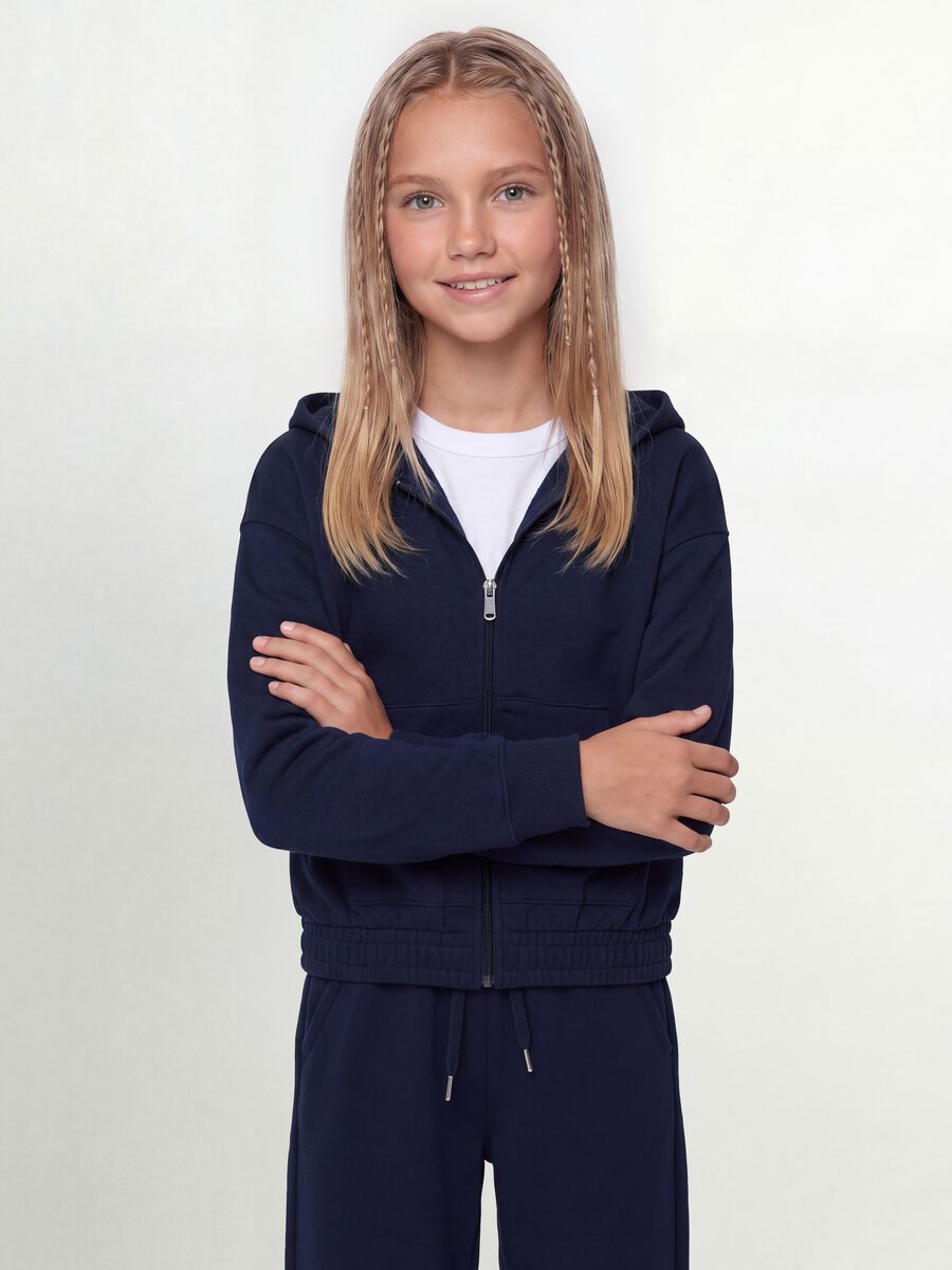 Blue organic cotton hooded sweatshirt_0