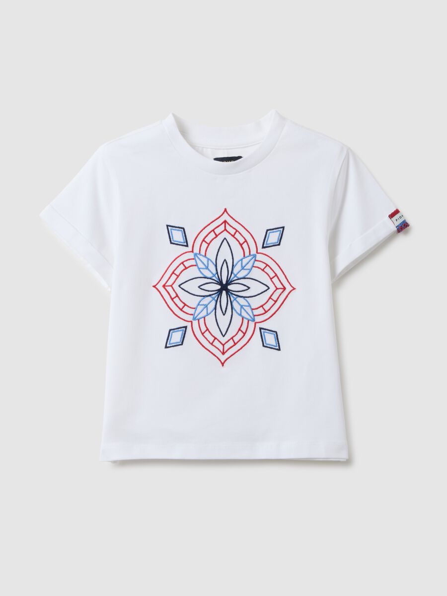 T-shirt en coton stretch blanc pour fille, coupe regular fit avec imprim&eacute;_0