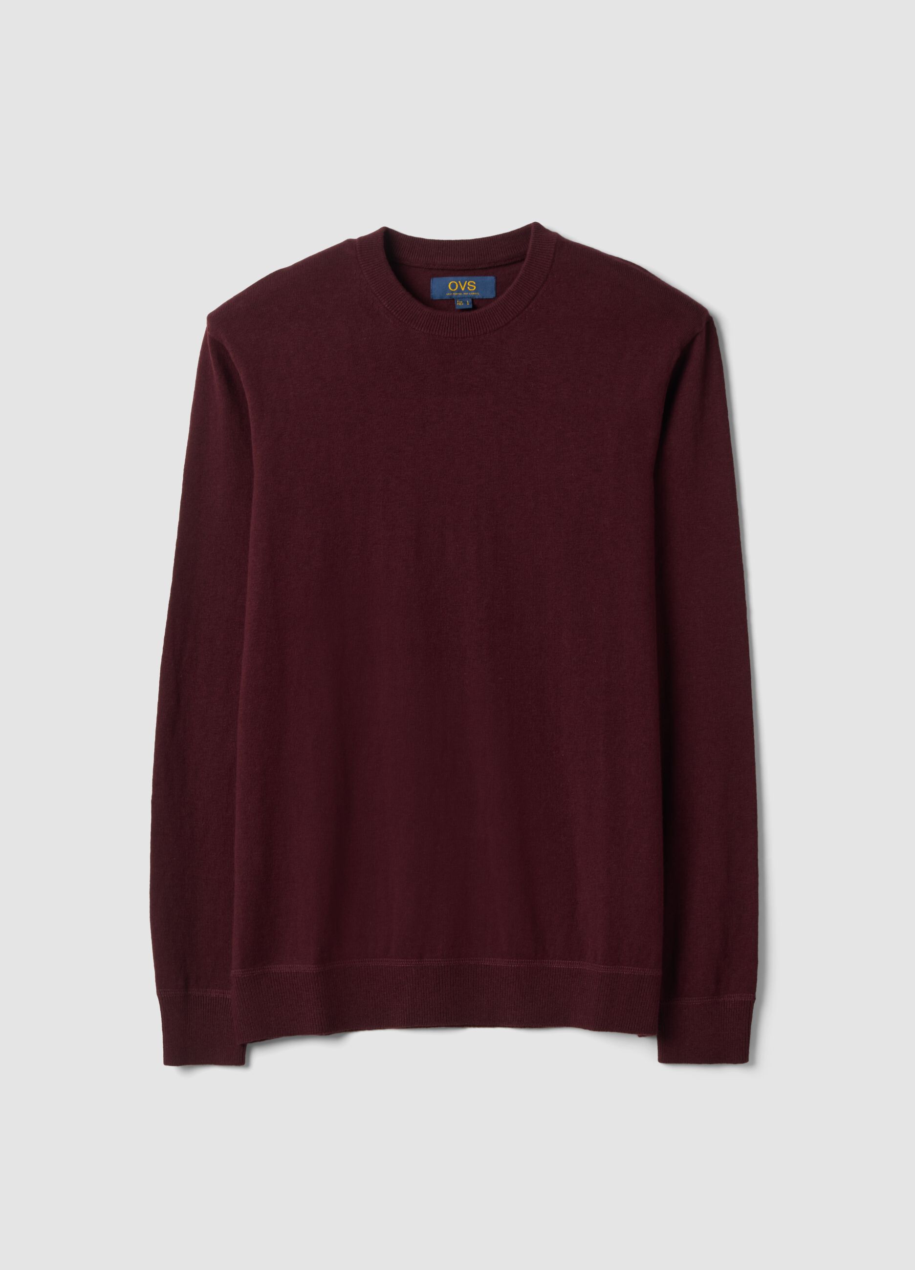 Red cotton and cashmere-blend crew-neck jumper