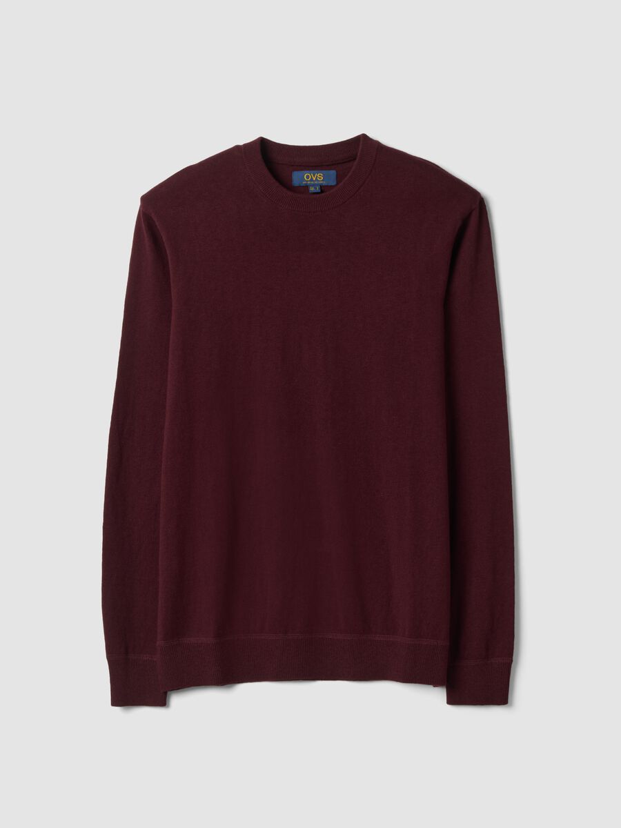 Red cotton and cashmere-blend crew-neck jumper_0