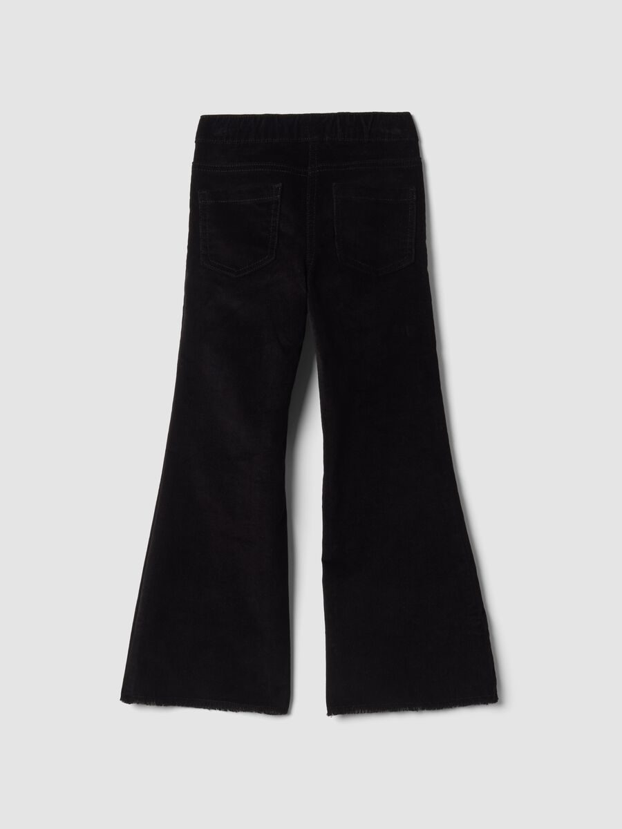 Black cotton-stretch flare treggings_1