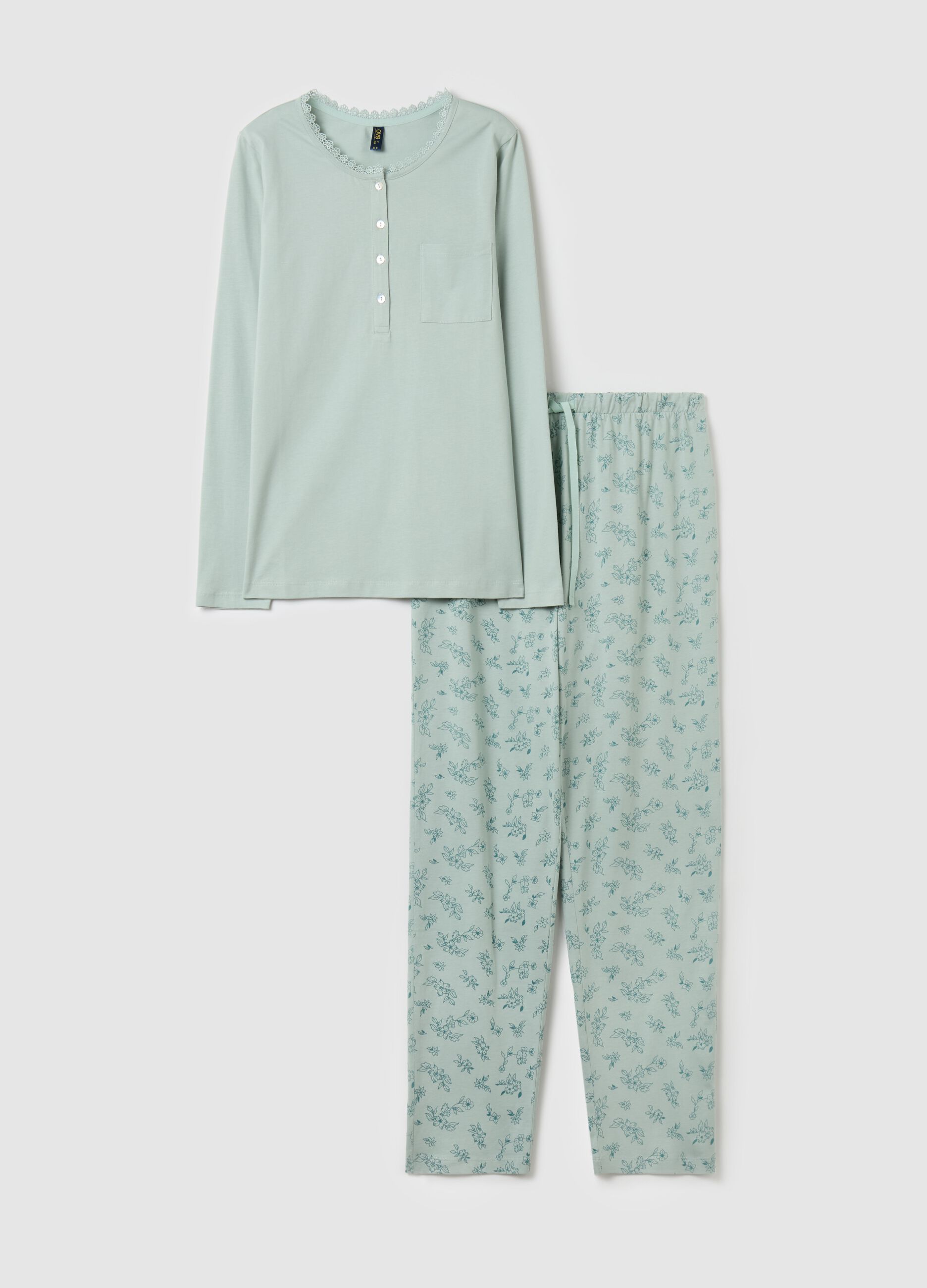 Organic cotton pyjamas with floral pattern