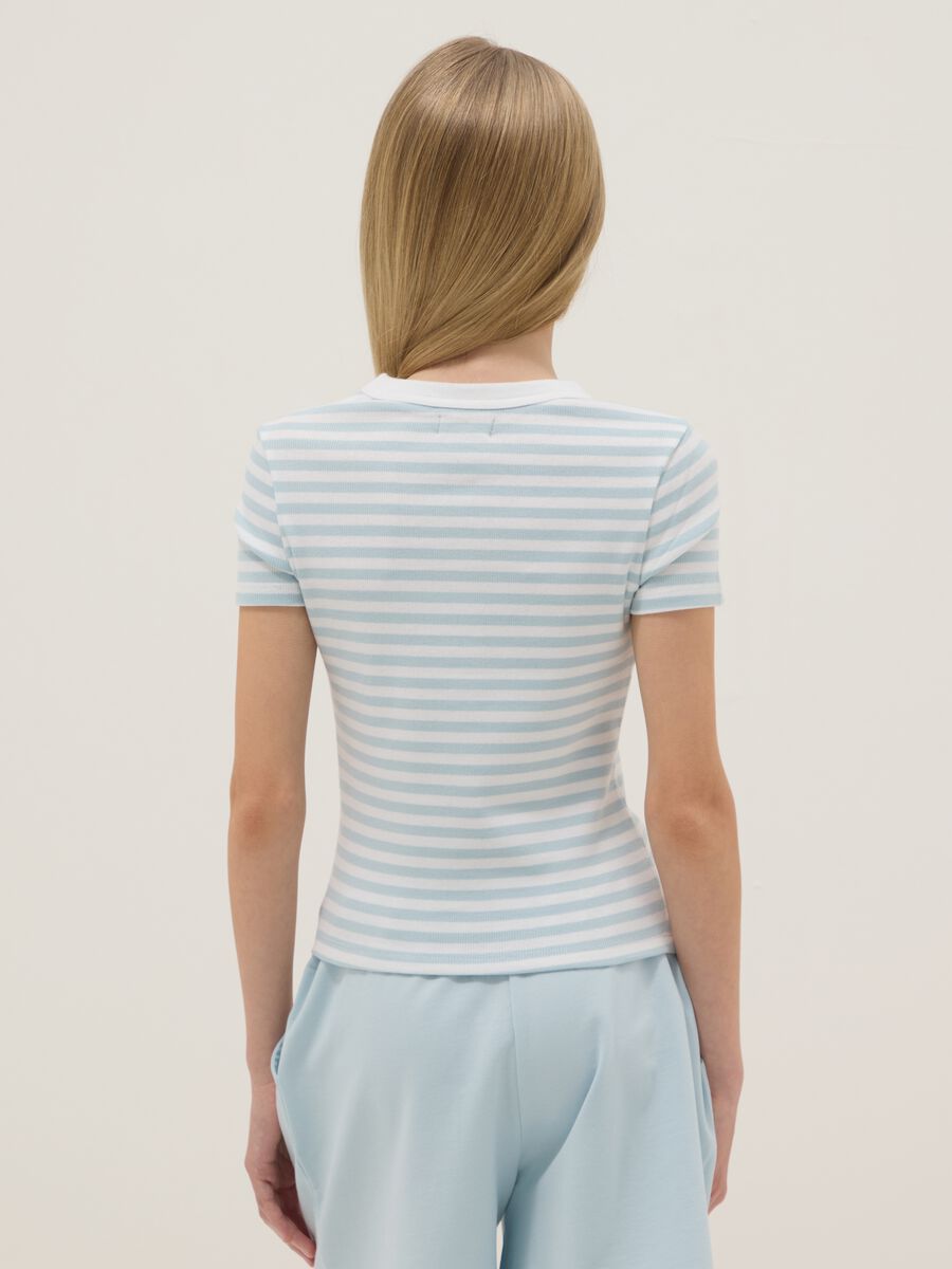 Multicolour striped slim fit stretch cotton girls' T-shirt_1
