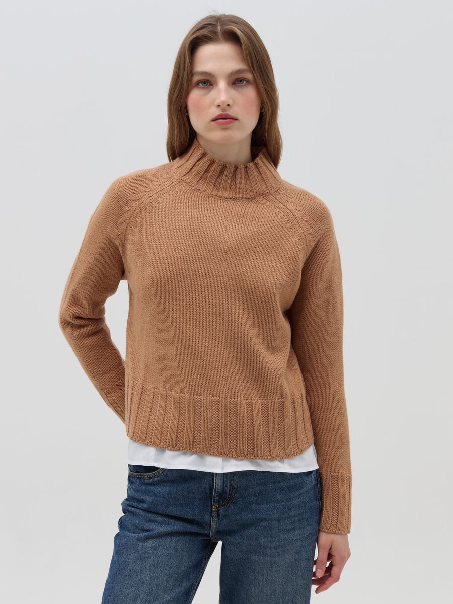Knitted top with mock neck_0