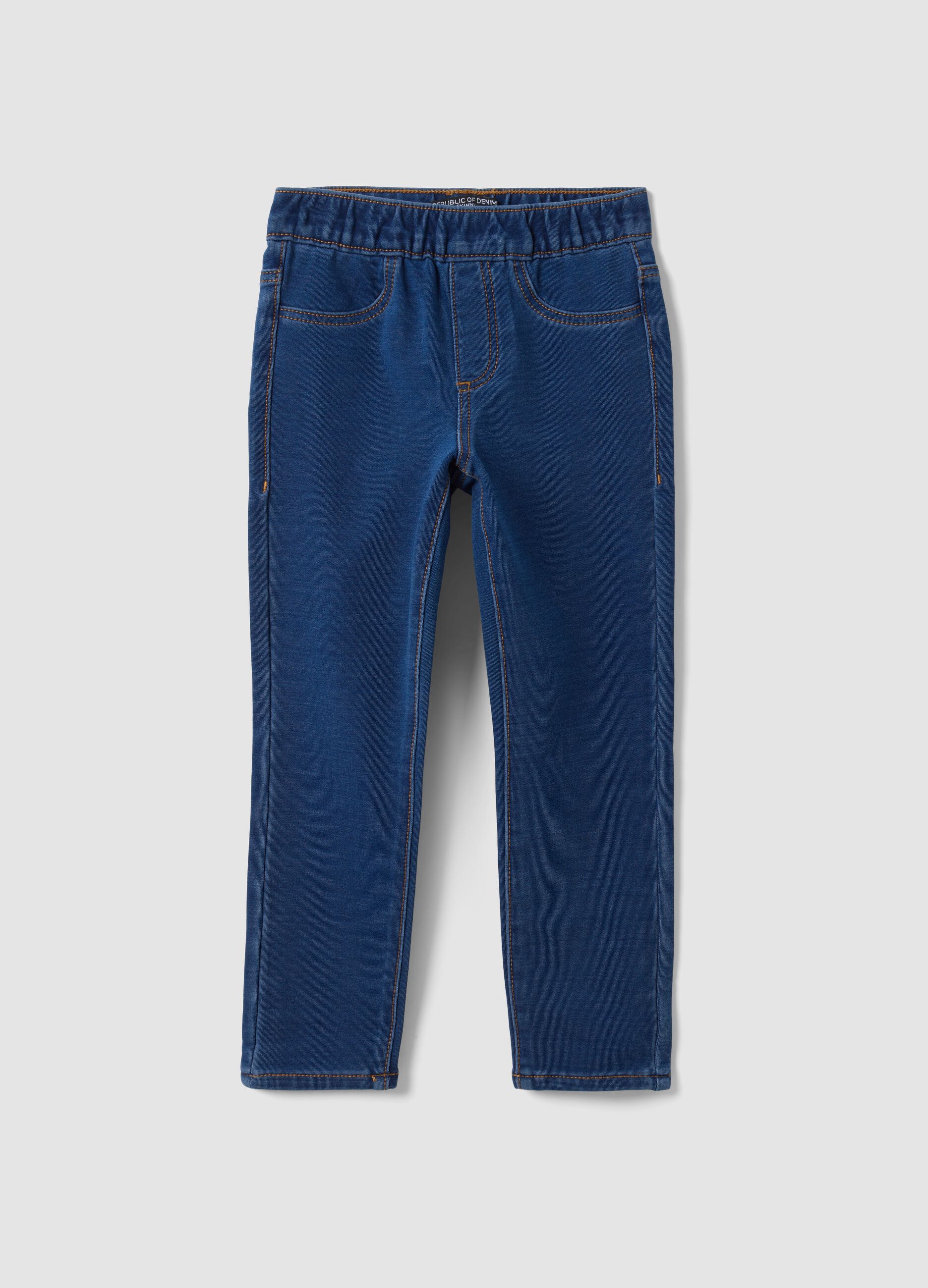 Jeggings blu in cotone elasticizzato skinny fit per bambina