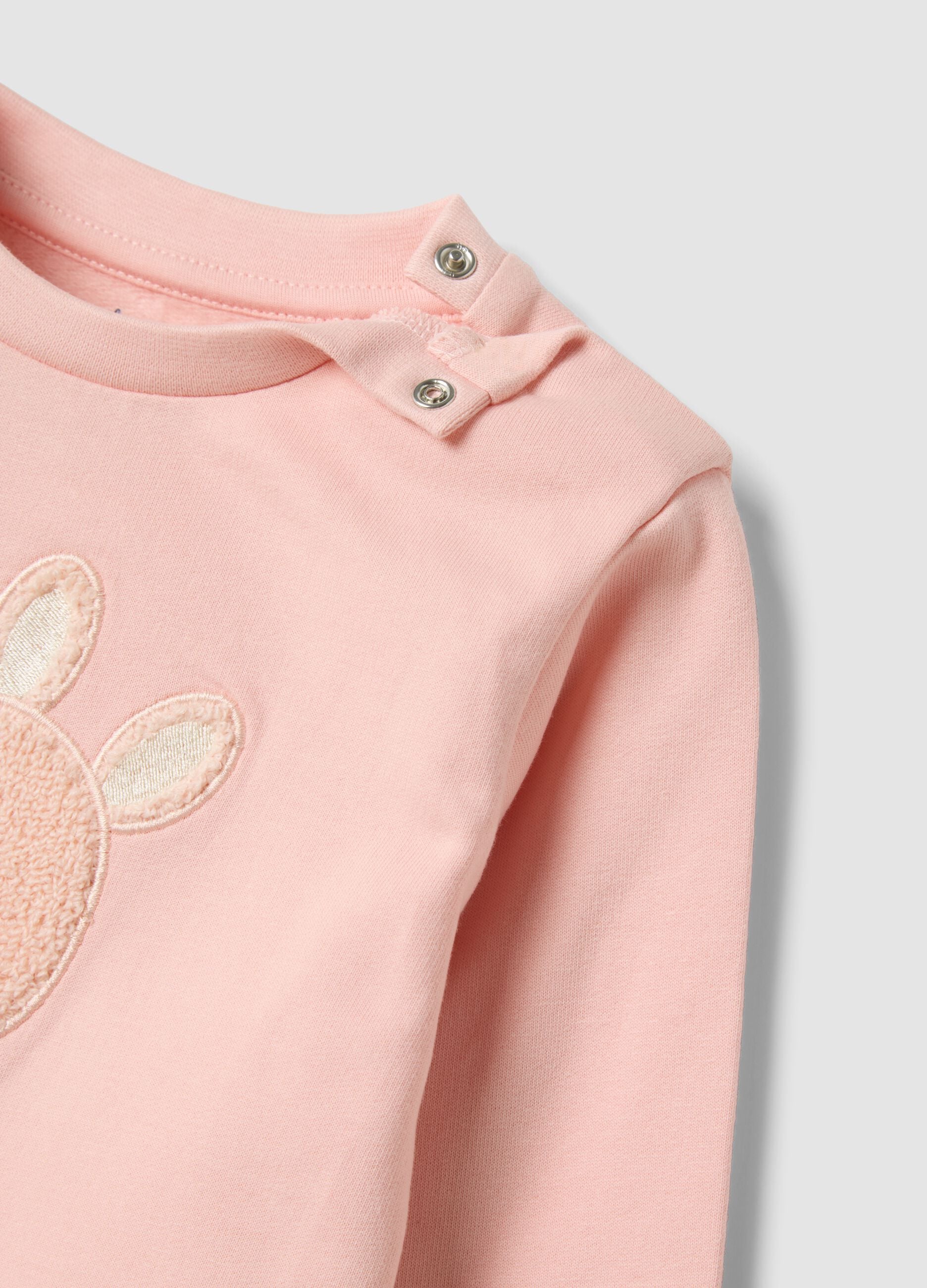 Pink organic cotton crew-neck pyjamas