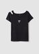 Black stretch cotton slim-fit girls' t-shirt_3