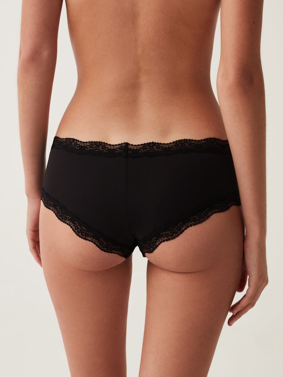 Microfibre French knickers with lace trims_2