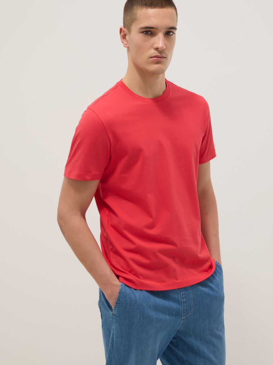 Red pure cotton short sleeve T-shirt regular fit_1