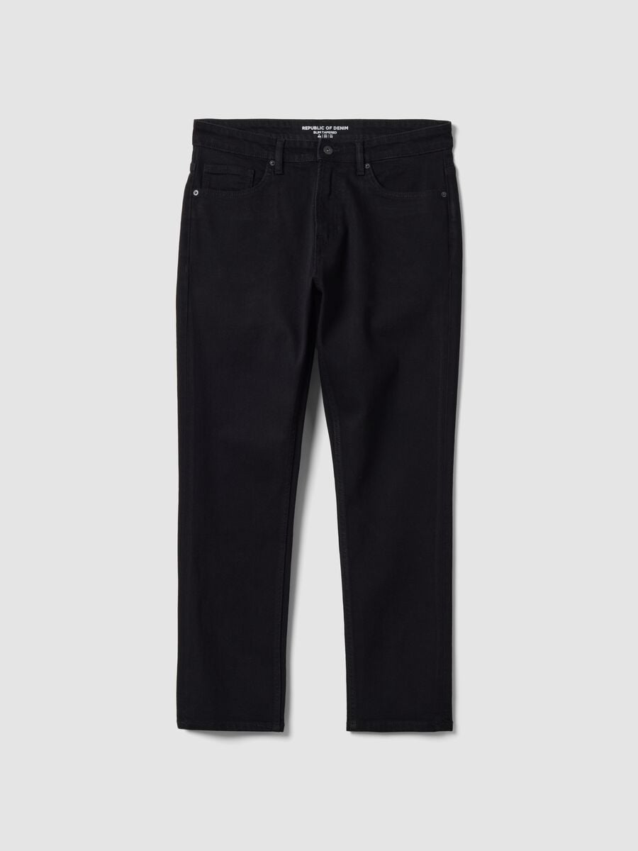 Vaqueros negros slim fit de algod&oacute;n el&aacute;stico_0