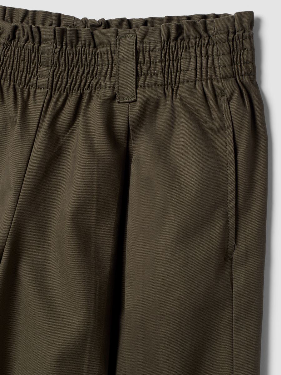 Pantalon jogger vert wide leg en m&eacute;lange coton et lyocell pour fille_1
