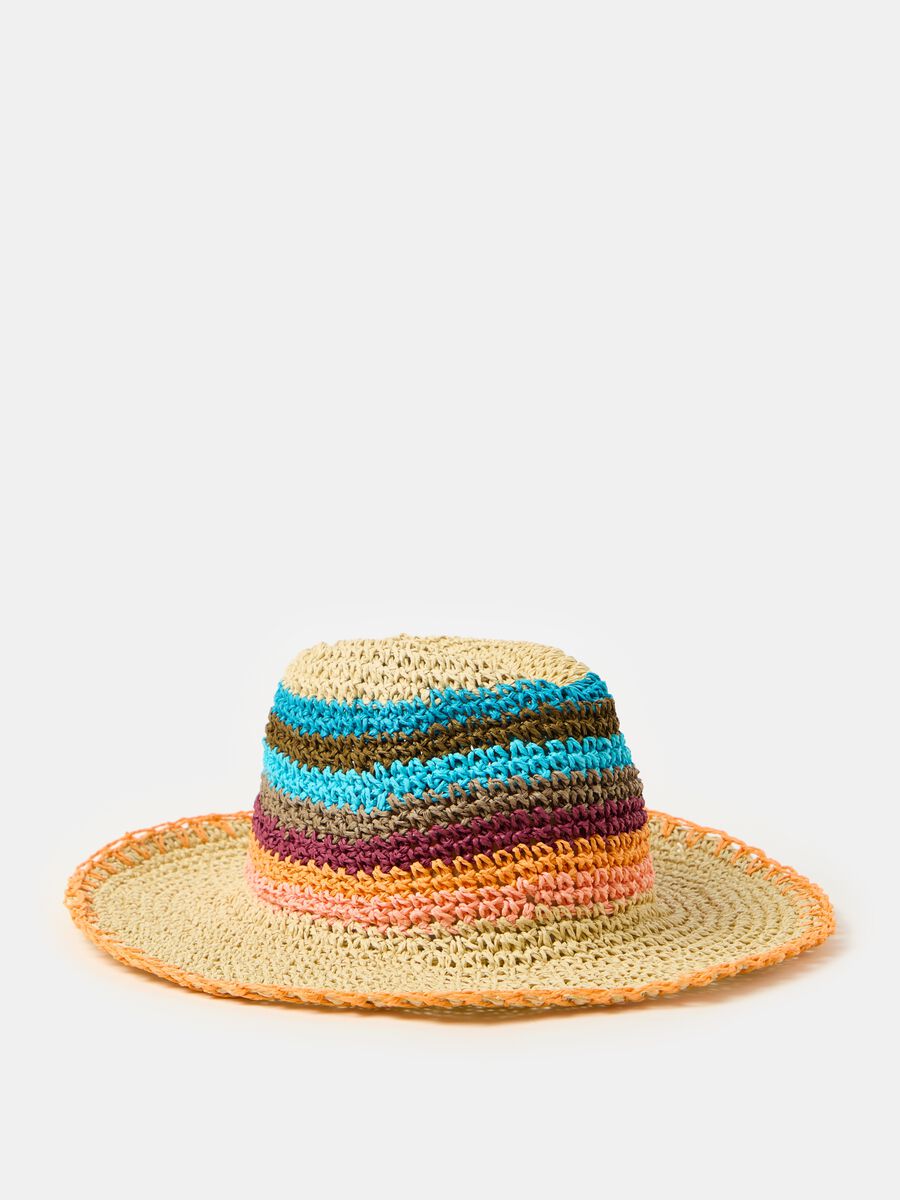 Sombrero de rafia de rayas_0