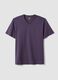 Purple pure cotton regular fit V-neck T-shirt_4