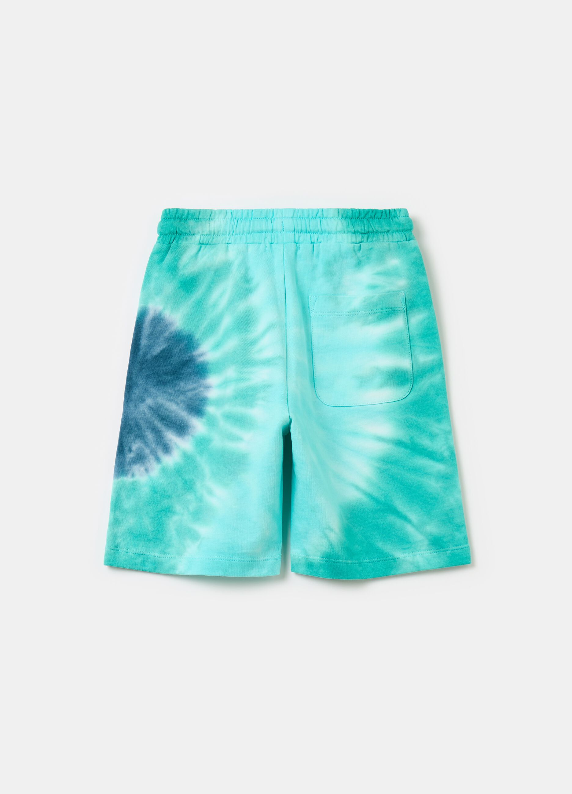 Tie-dye Bermuda shorts in fleece with drawstring