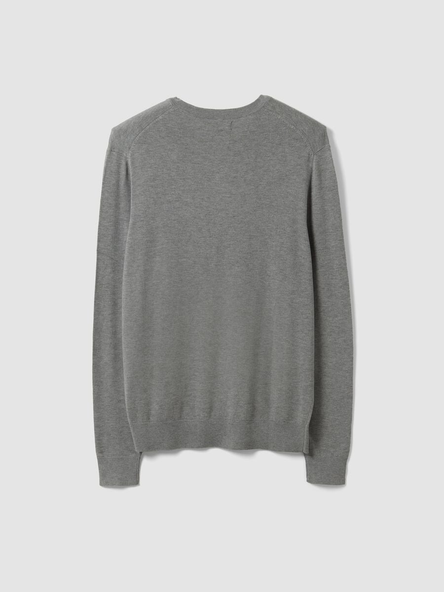 Grey viscose-blend V-neck jumper, regular fit_5