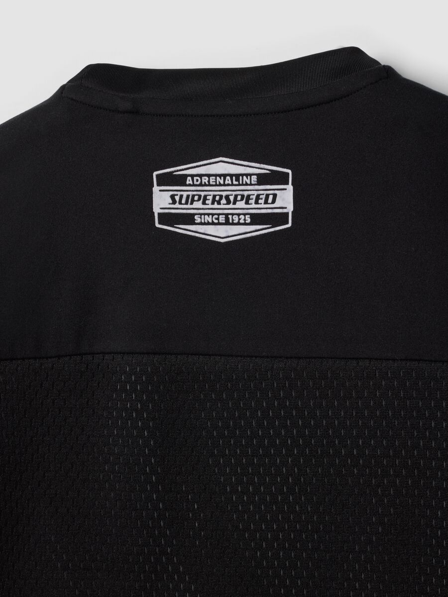 Black pure cotton crew-neck T-shirt with street print, relaxed fit_3