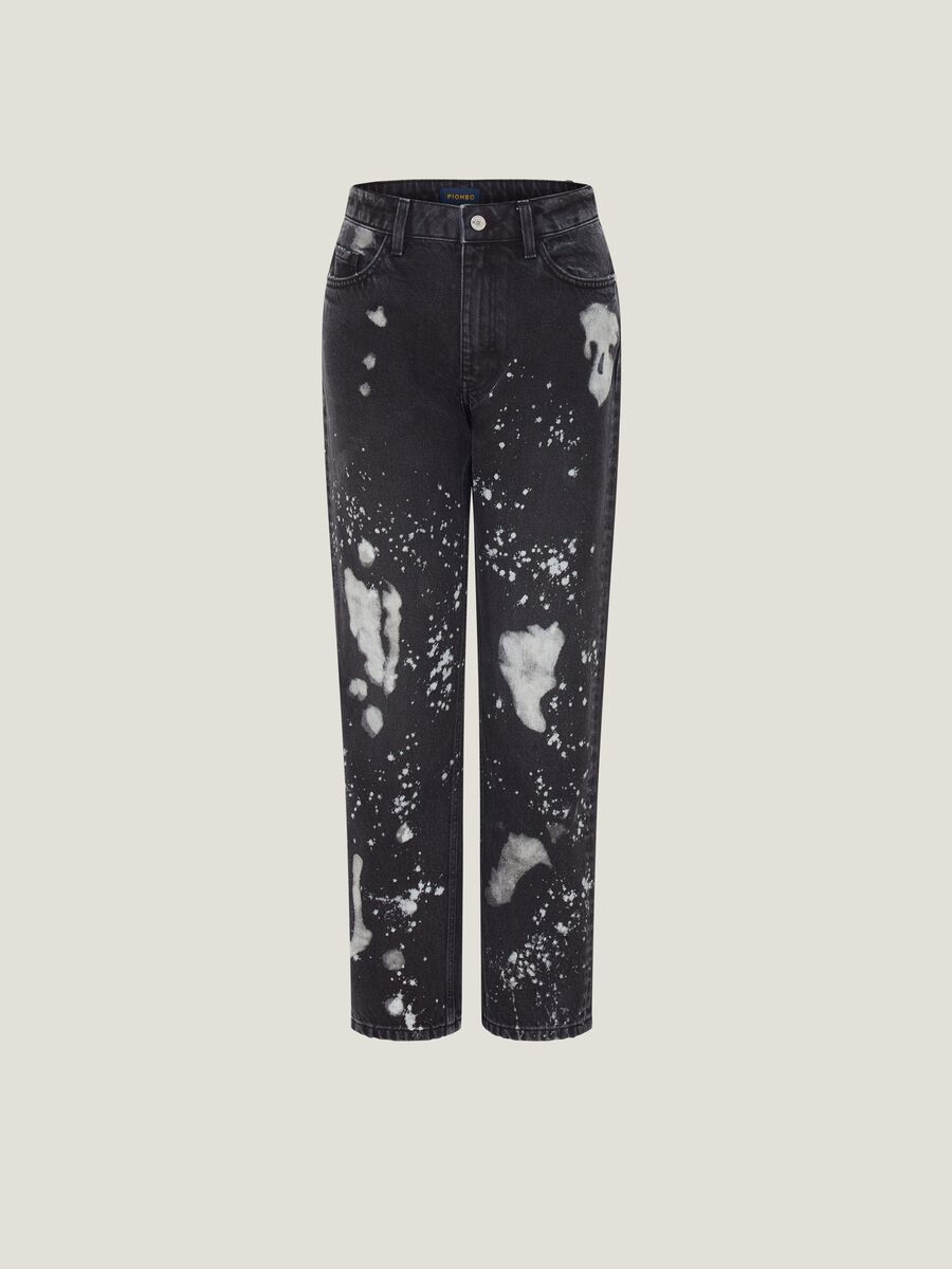 Straight-fit jeans with paint-effect print_0