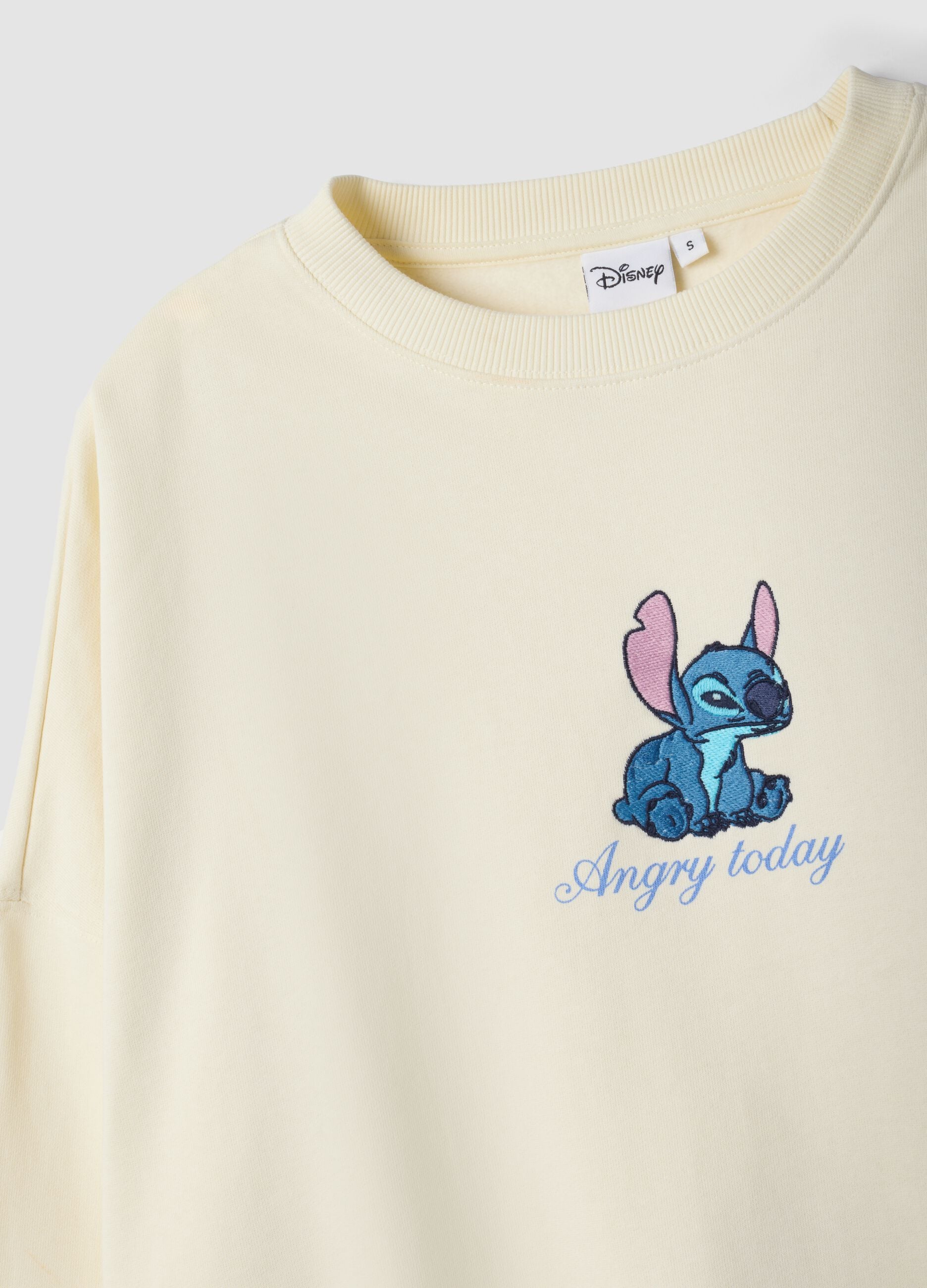 Sweatshirt bege em algod&atilde;o puro com estampado Stitch