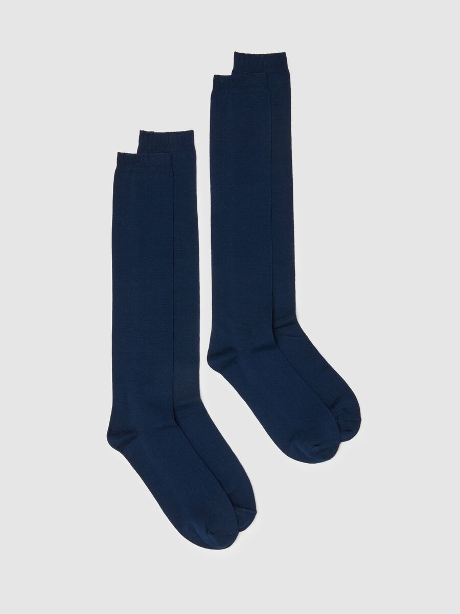 Two-pack of long blue cotton stretch socks_0