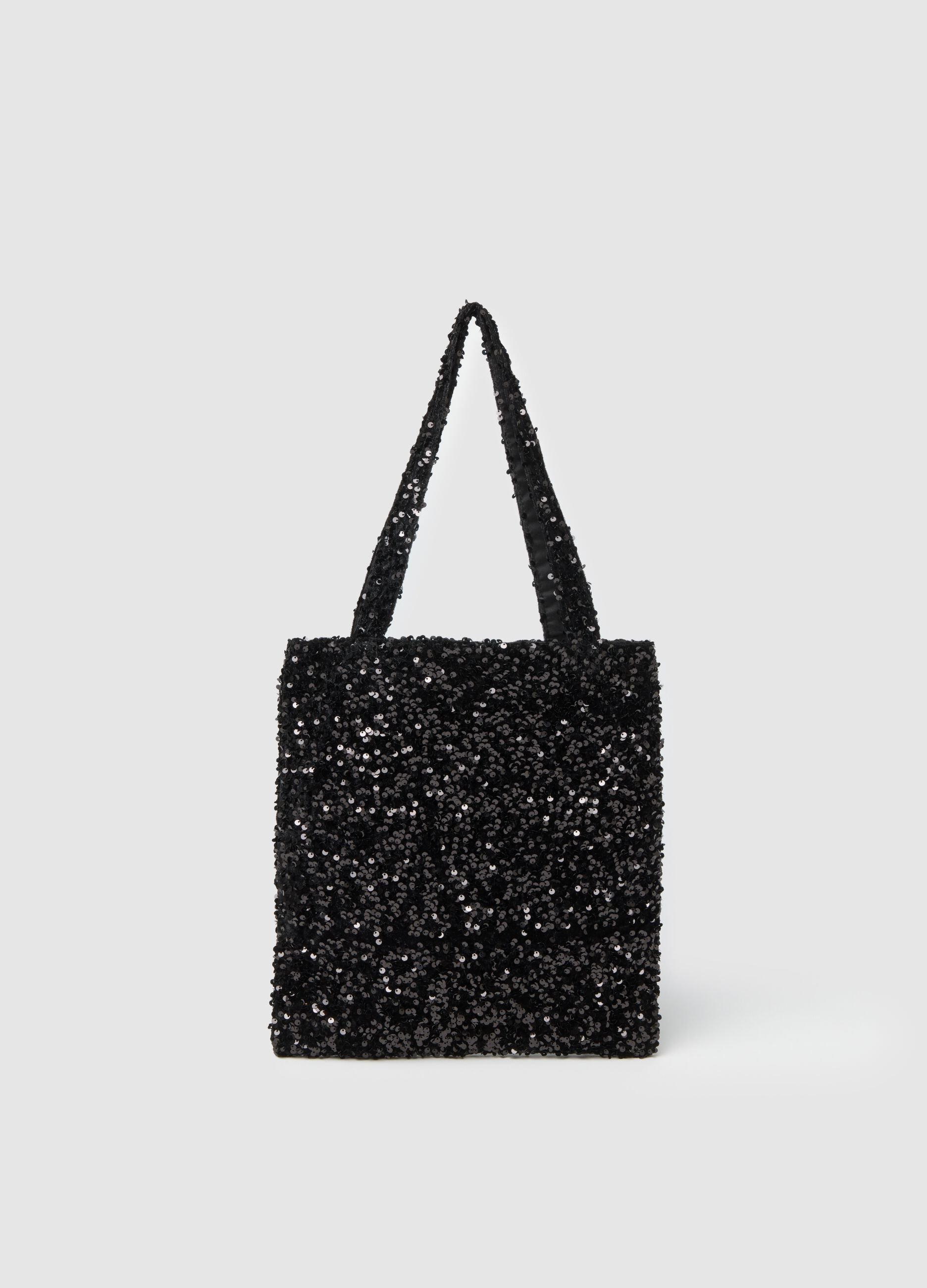 Schwarze Shopper-Tasche mit Pailletten