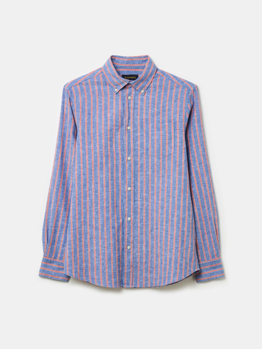 Striped linen and cotton shirt_3