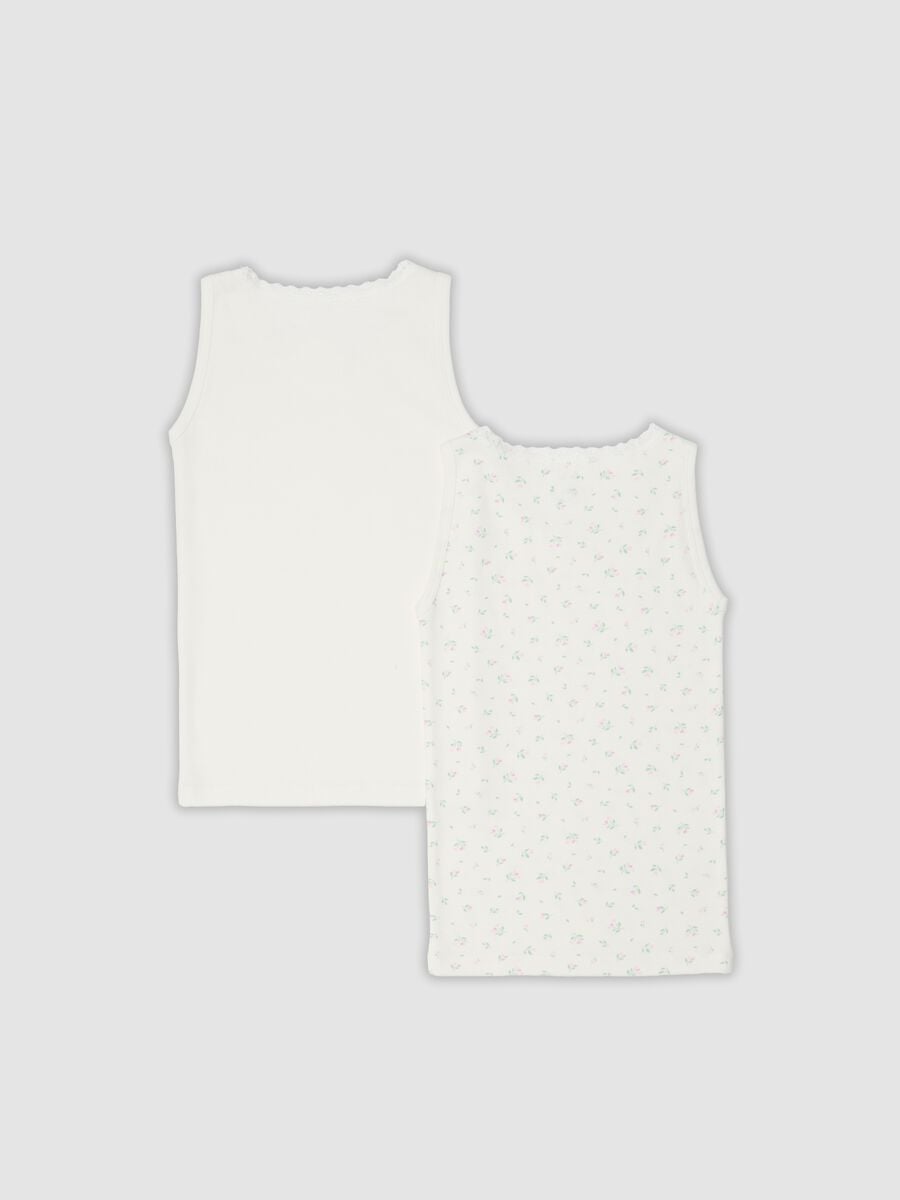 2-pack white organic cotton vests with print for girls_1
