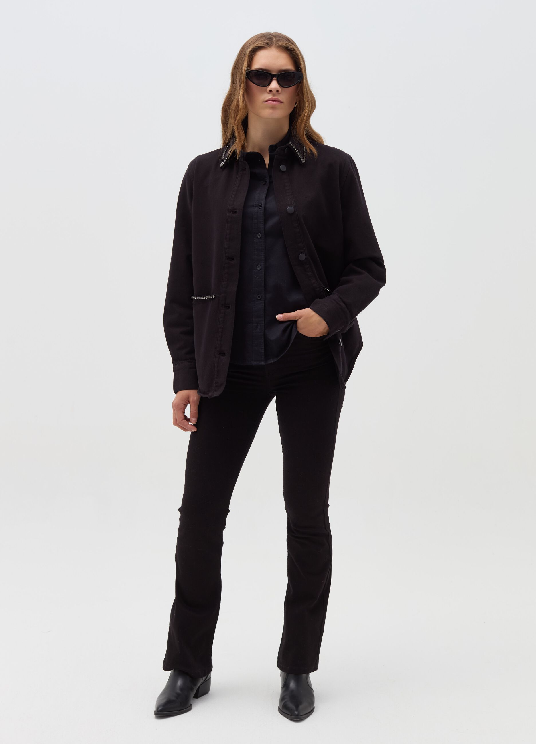 Shacket with diamanté trims