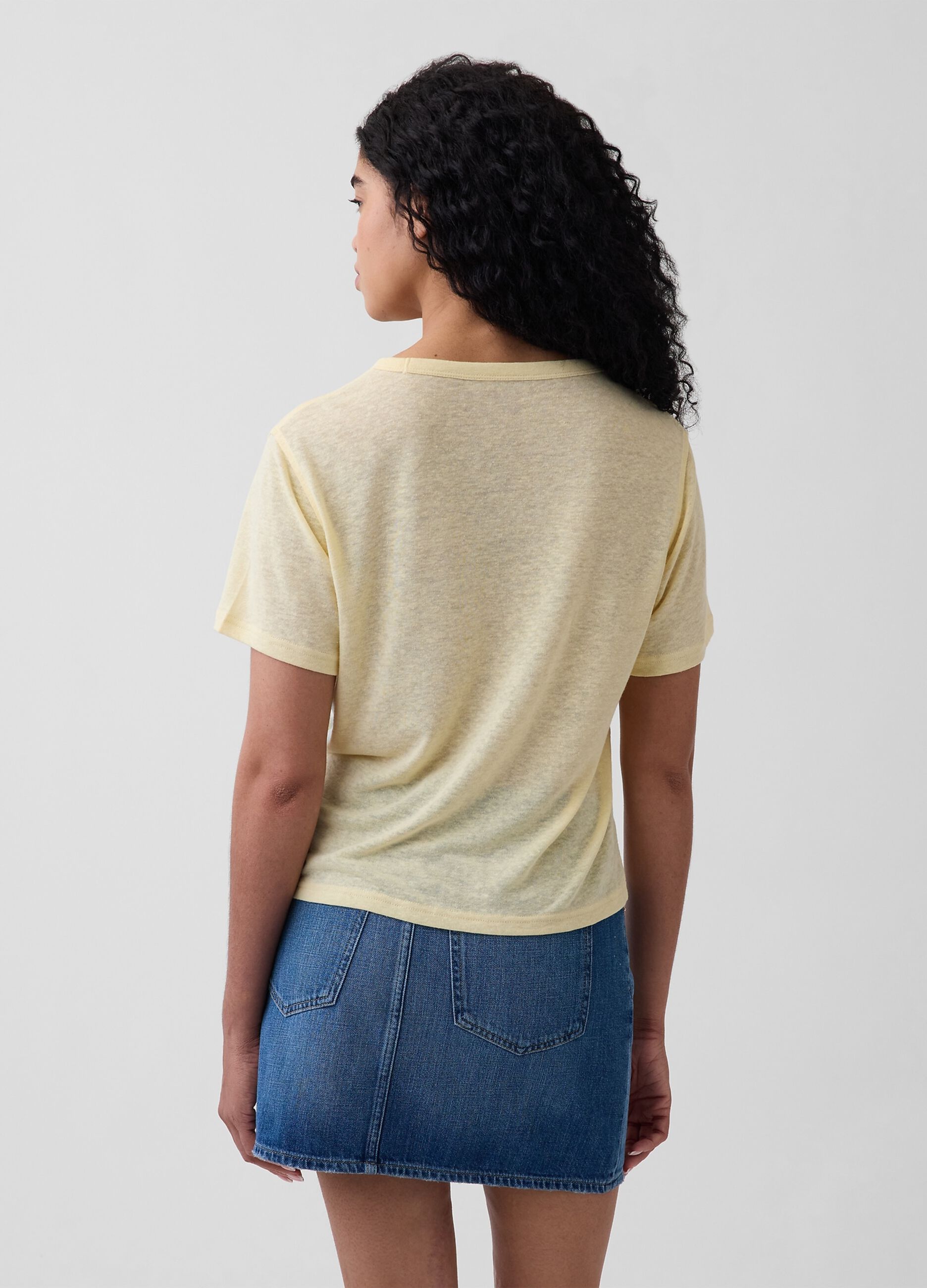 Kurzarm-T-Shirt aus Leinenmix