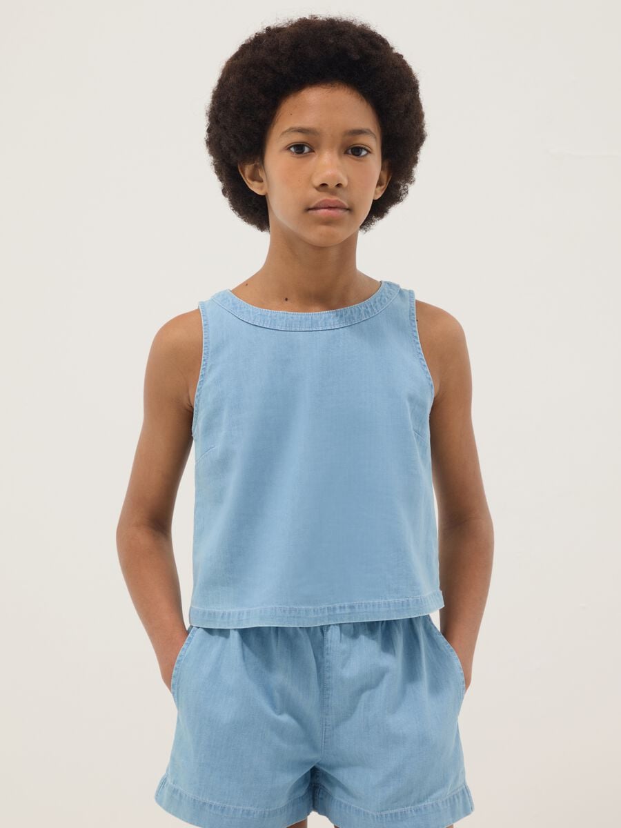 Hellblaue Bluse aus reiner Baumwolle_0