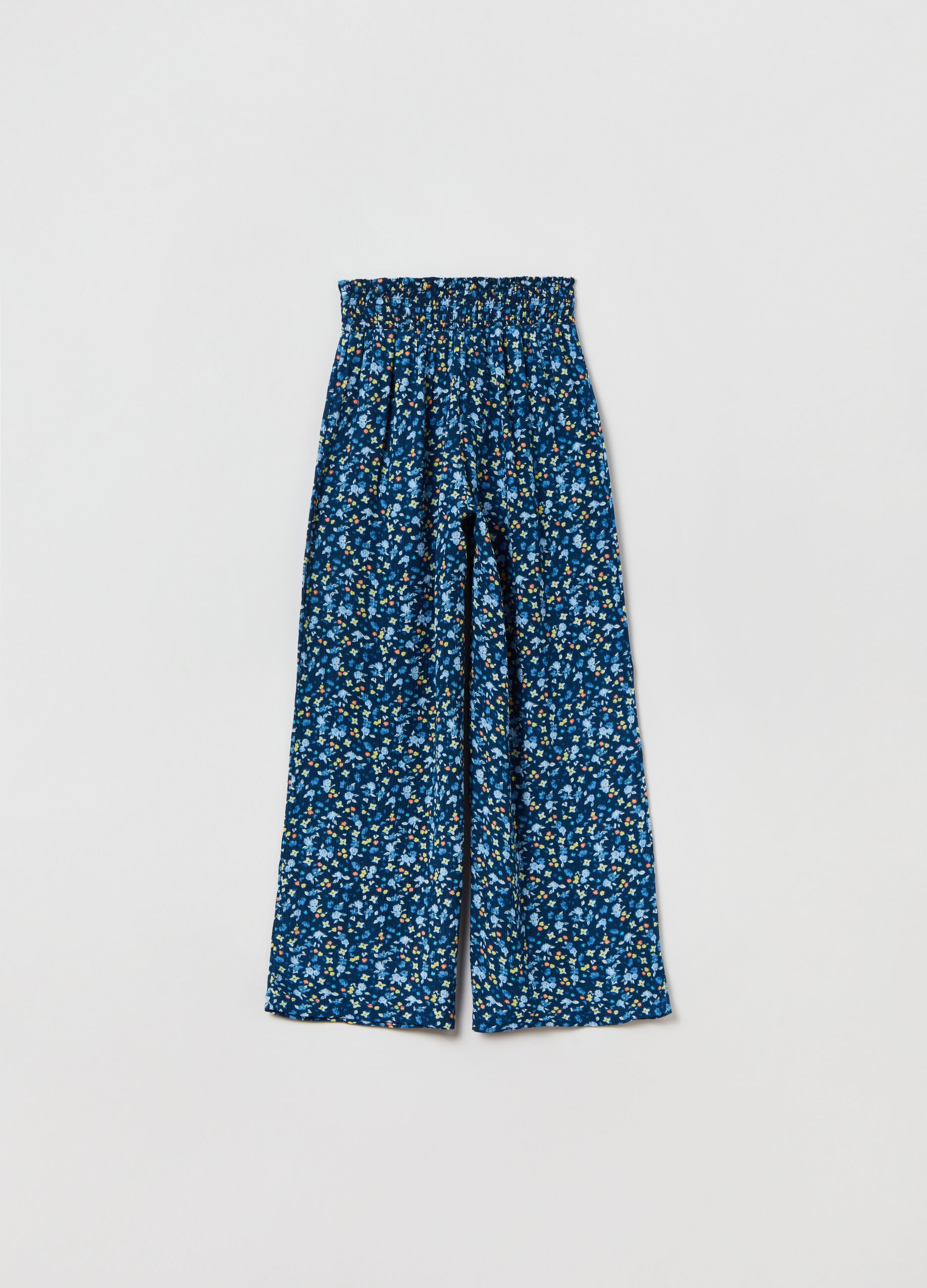 Viscose trousers with small flowers print