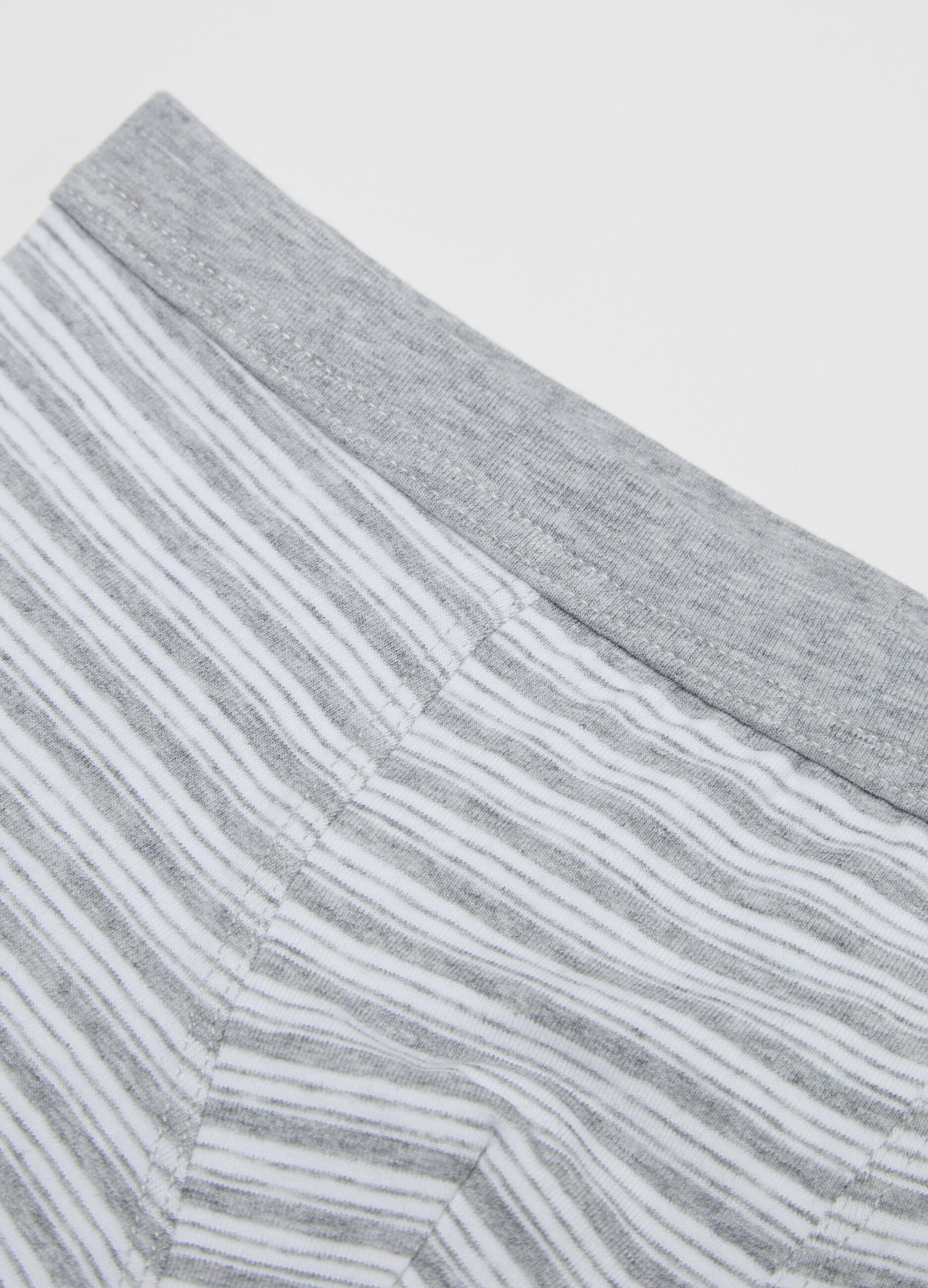 Stretch cotton boxer shorts with striped pattern