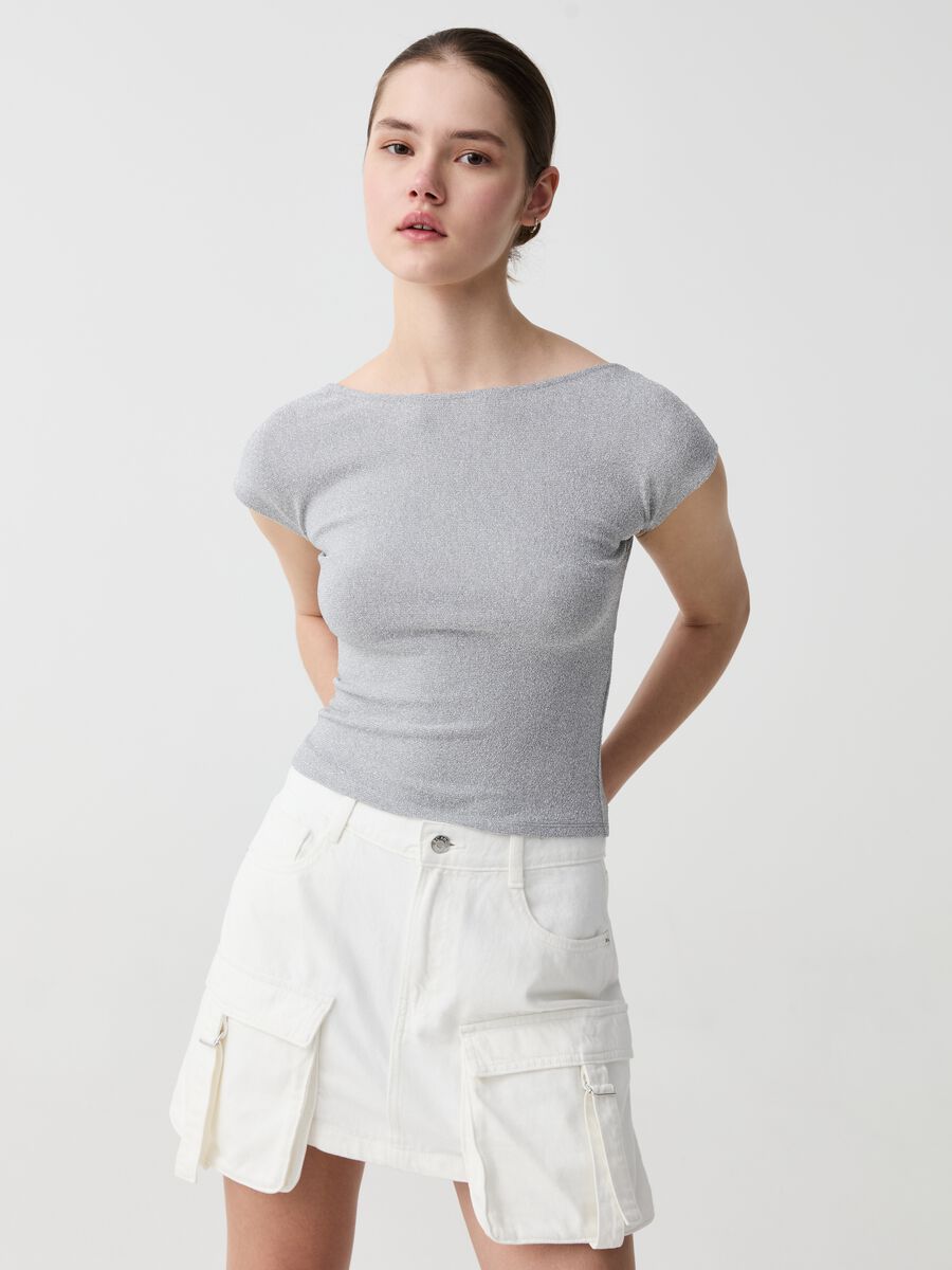 Lurex T-shirt with open back_0