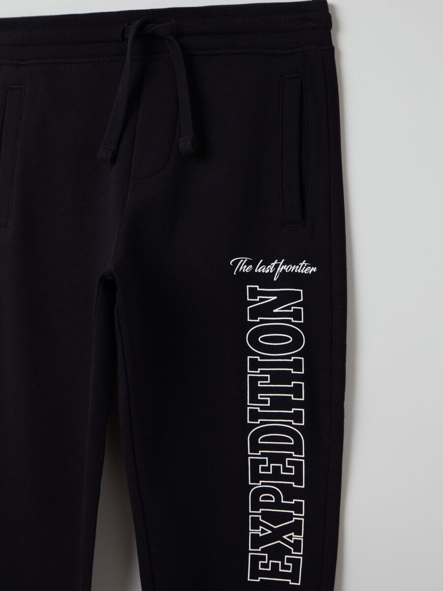 Fleece joggers with lettering print_2