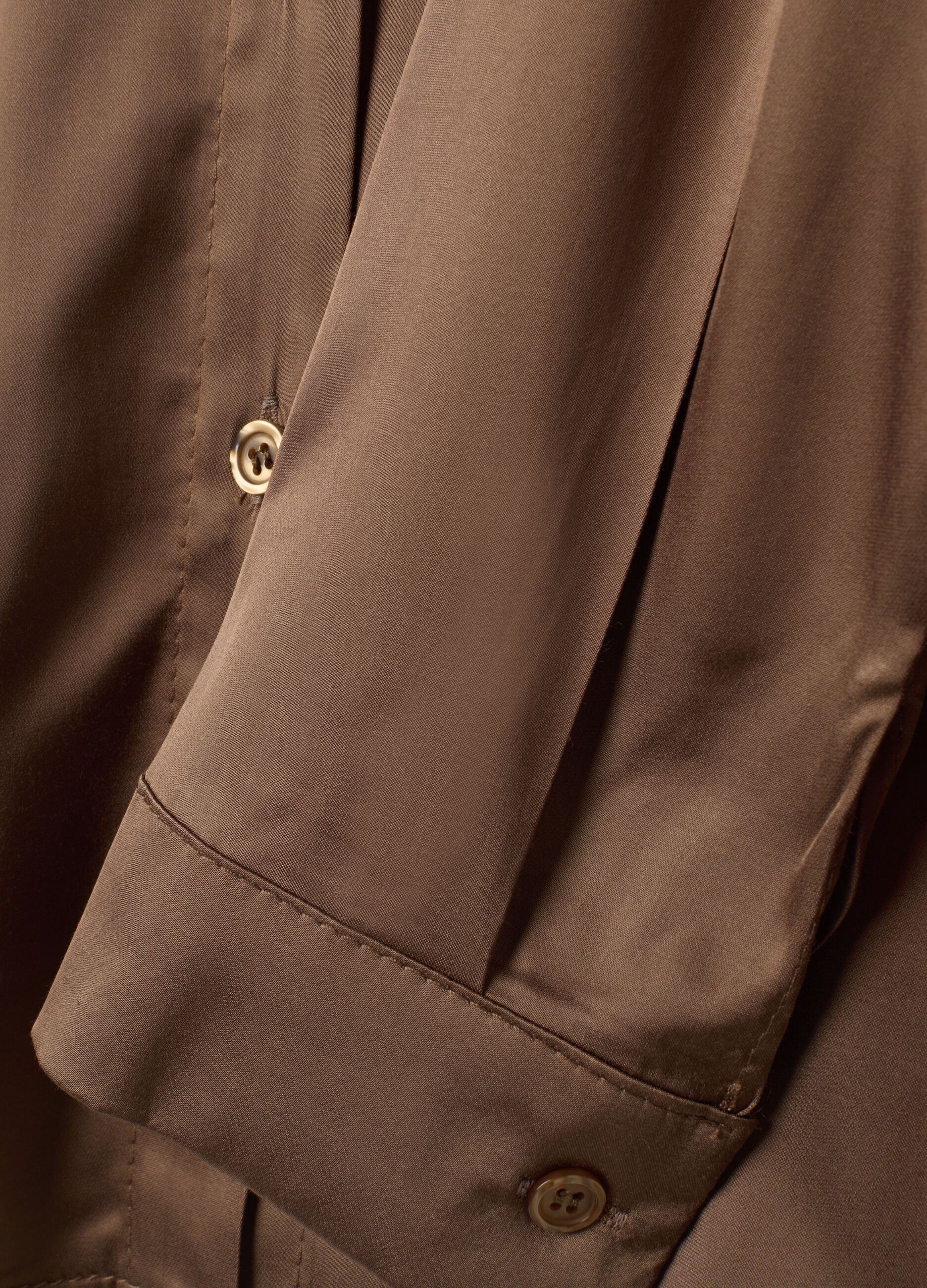 Brown stretch viscose shacket, regular fit