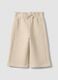 Beige wide-leg cotton-blend trousers_0