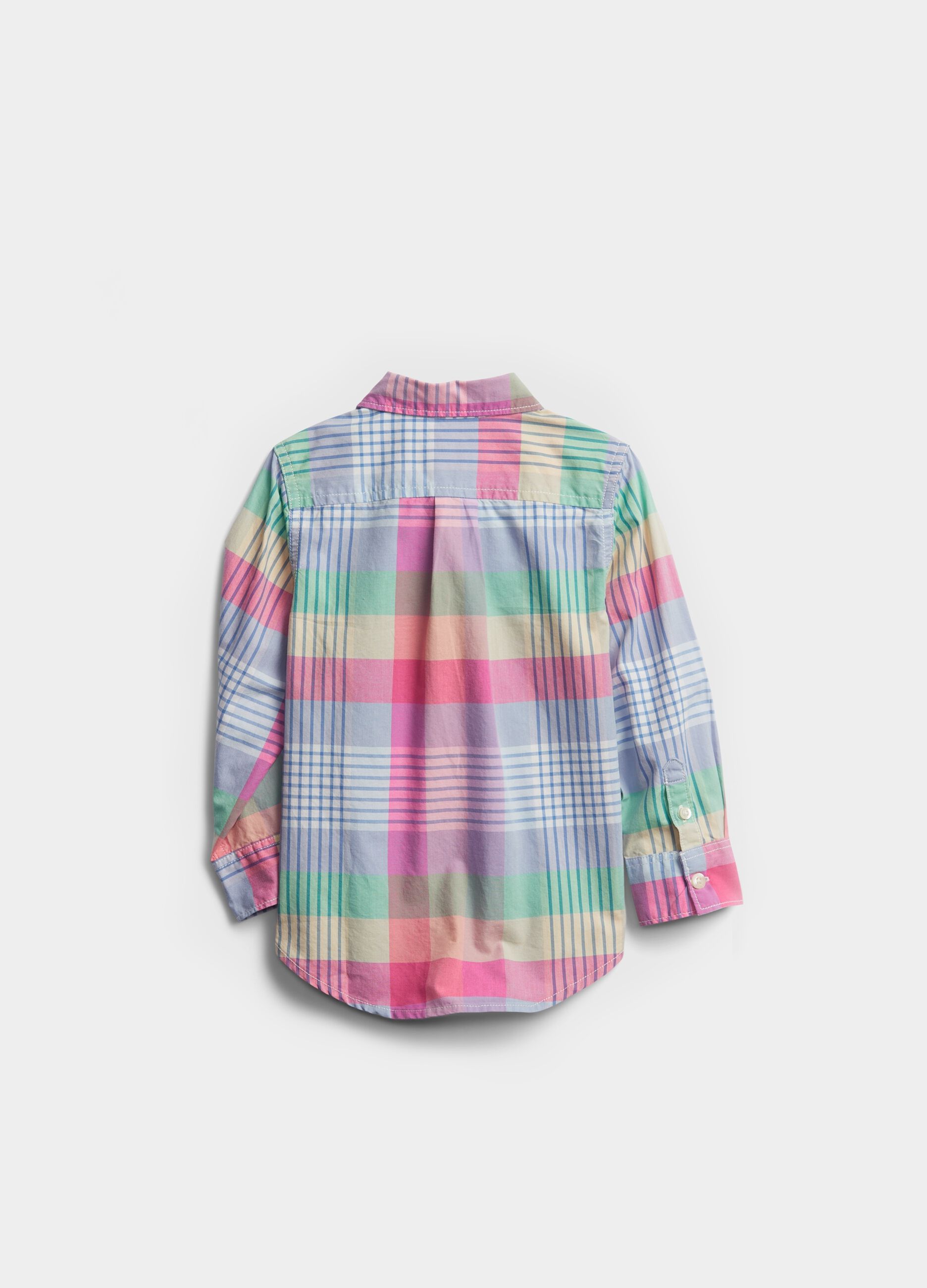 Check shirt with button-down collar