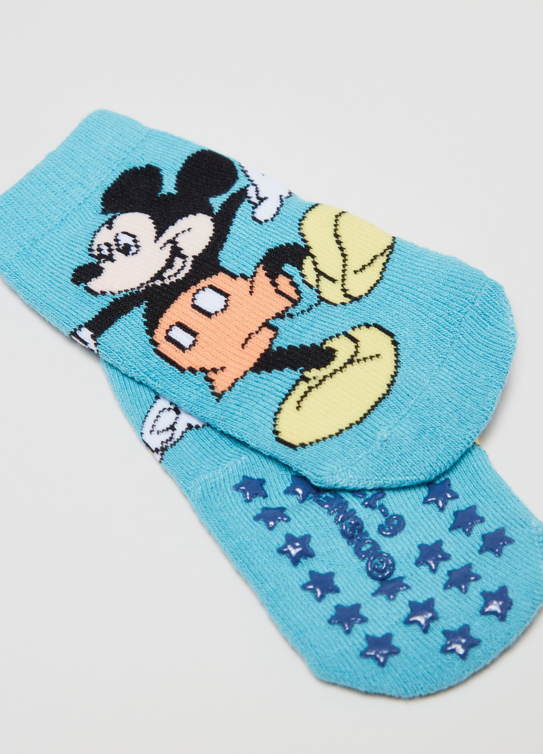 Two-pair pack slipper socks with Mickey Mouse design_2
