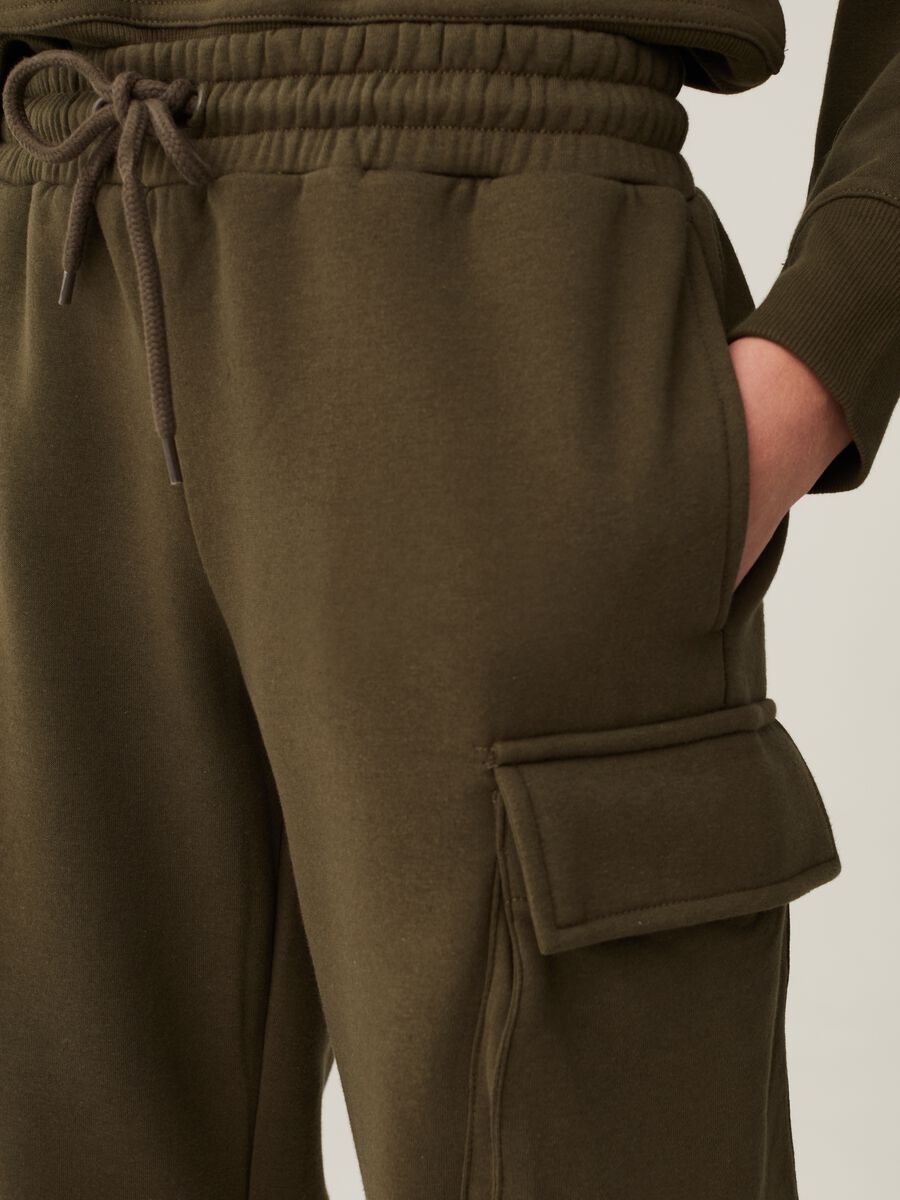 Cargo joggers in fleece with drawstring_3