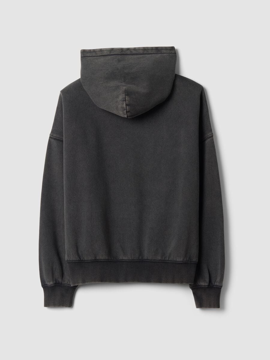 Black cotton-blend hooded sweatshirt with crew neck_2