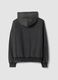 Sweatshirt preta com capuz em mistura de algod&atilde;o e decote redondo_2