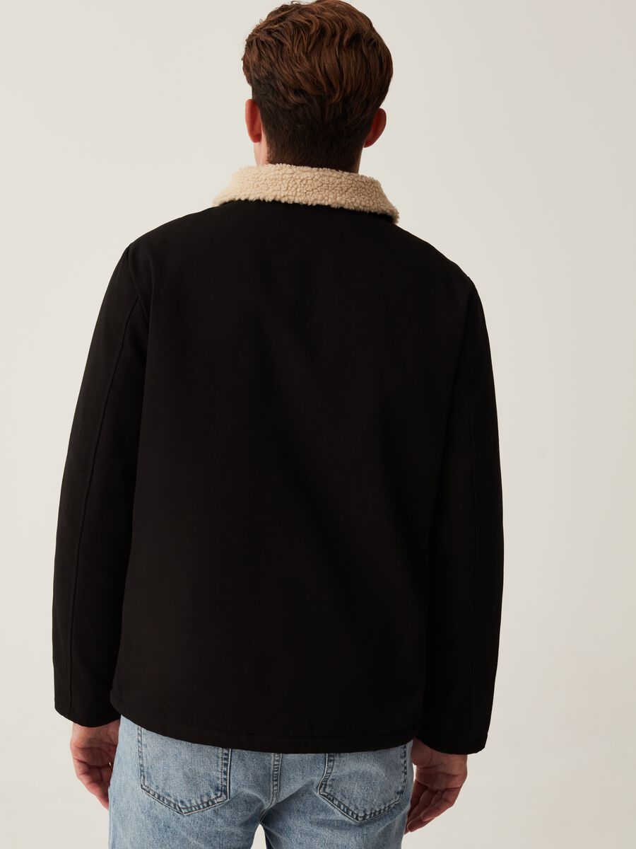 Workwear jacket with collar in borg fleece_2