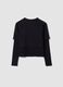 T-shirt noir en pur coton avec col c&ocirc;tel&eacute; et imprim&eacute;, coupe boxy_5
