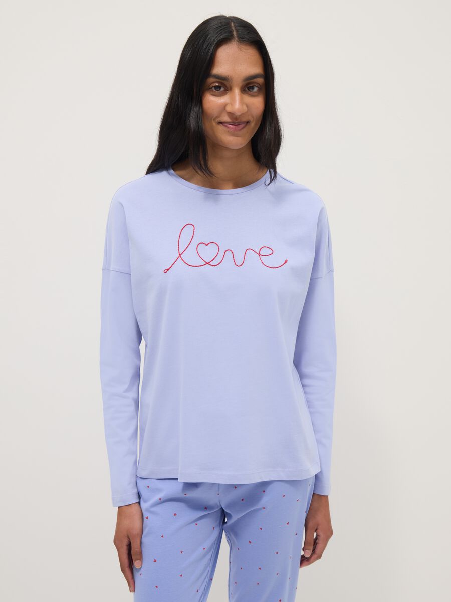 Purple pure cotton pyjamas regular fit with embroidery_1